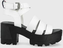 Tommy Jeans sandale de piele femei, culoarea alb, cu platforma PPYY-OBD3UU_00X
