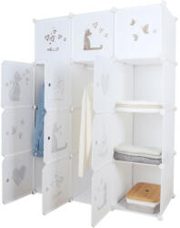 TEMPO KONDELA Gyerek moduláris szekrény, fehér/barna gyerek minta, KITARO - smartbutor