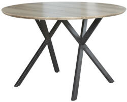TEMPO KONDELA Étkezőasztal, szürke tölgy/fekete, átmérő 100 cm, AKTON - smartbutor