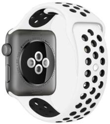 Utángyártott iKi Apple Watch 45mm / 44mm / 42mm lélegző Sport szilikon szíj - fehér/fekete