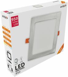 Avide LED Beépíthető Négyzetes Mennyezeti Lámpa, ALU, Szatén Nikkel, 12W, NW, 4000K, 950 lumen, süllyesztett, természetes fehér (A0008)
