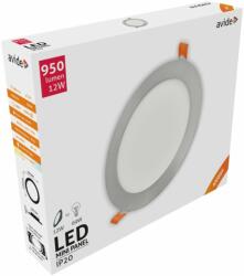 Avide LED Beépíthető Kerek Mennyezeti Lámpa, ALU, Szatén Nikkel, 12W, NW, 4000K, 950 lumen, süllyesztett, természetes fehér (A9989)