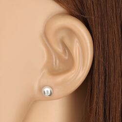 Ekszer Eshop 925 ezüst fülbevaló - egyszerű félgömb, fényes felület, 6 mm