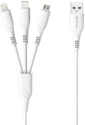 DeTech Кабел за зареждане DeTech DE-C40, 3 в 1, Micro USB, Lightning, Type-C, 1.0m, Бял - 40203