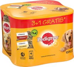 PEDIGREE Adult 3+1 Conservă de hrană umedă cu gelatină pentru câini (2x pui, 2x carne de vită) 4x400g