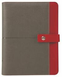 SATURNUS Kalendárium, gyűrűs, betétlapokkal, "L", műbõr, SATURNUS, "426", szürke-piros (NKL226SZP)