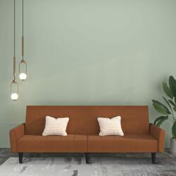 vidaXL Canapea extensibilă cu 2 locuri, maro, material cu microfibră (340665) Canapea