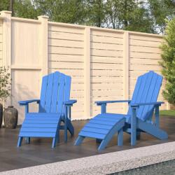 vidaXL Scaune de grădină Adirondack/taburete, 2 buc, albastru marin, HDPE (3095699)
