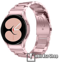 Fém okosóra szíj - RÓZSASZÍN - rozsdamentes acél, csatos, 20mm széles - SAMSUNG Galaxy Watch4 Classic 46mm (SM-R890) / Watch4 Classic 42mm (SM-R880) / Watch4 44mm (SM-R870) / Watch4 40mm (SM-R860)