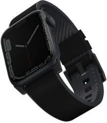 Uniq Straden Strap Apple Watch 45mm / 44mm / 42mm hibrid bőr szíj - fekete