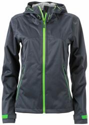 James & Nicholson (Daiber) Női softshell kapucnis kabát JN1097 - Acélszürke / zöld | L (1-JN1097-1725193)