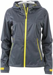 James & Nicholson (Daiber) Női softshell kapucnis kabát JN1097 - Acélszürke / sárga | S (1-JN1097-1725201)