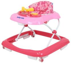 Baby Mix Gyerek bébikomp Baby Mix kormánykerékkel szilikon kerekek rózsaszín - babyboxstore