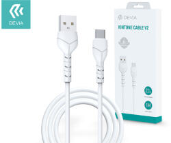 DEVIA USB - USB Type-C adat- és töltőkábel 1 m-es vezetékkel - Devia Kintone Cable V2 Series for Type-C - 5V/2.1A - fehér - nextelshop