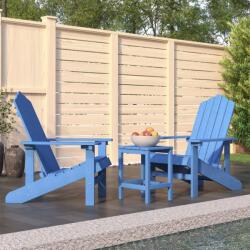 vidaXL Scaune grădină Adirondack cu masă, albastru marin, HDPE (3095707)