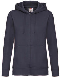 Fruit of the Loom Női Pulóver Kapucnis Hosszú ujjú Fruit of the Loom Premium Hooded Sweat Jacket Lady-Fit - XL (16), Mély sötétkék (navy)