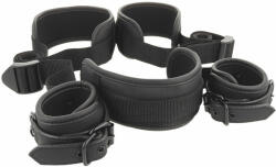 Fetish Submissive Neck, Handcuffs & Leg Belt Vegan Leather