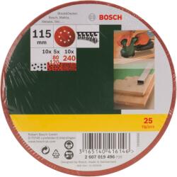 Bosch Set foi abrazive, 25 buc. pentru slefuitor cu vibratii, granulatie 80, 120, 240 - Cod producator : 2607019496 - Cod EAN : 31651 - 2607019496 (2607019496)