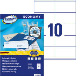 Avery-Zweckform europe100 No. ELA022 fehér színű 105 x 57 mm méretű, univerzálisan nyomtatható, öntapadós etikett címke, permanens ragasztóval A4-es íven - kiszerelés: 1000 címke / 100 ív
