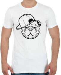 printfashion Bulldog sapiban fekete - Férfi póló - Fehér (7359593)