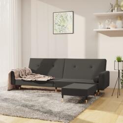 vidaXL Canapea extensibilă 2 locuri, cu taburet, gri închis, catifea (3080525) Canapea