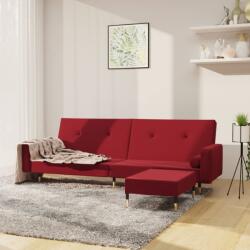 vidaXL Canapea extensibilă 2 locuri, cu taburet, roșu vin, canapea (3080529) Canapea