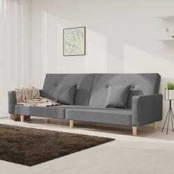 vidaXL Canapea extensibilă cu 2 locuri, 2 perne, gri deschis, textil (337320) Canapea