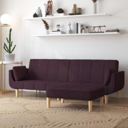 vidaXL Canapea extensibilă cu 2 locuri, taburet&2 perne, textil, violet (3081784) Canapea