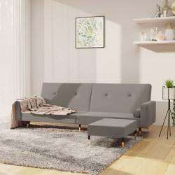 vidaXL Canapea extensibilă 2 locuri, cu taburet, gri deschis, catifea (3080524) Canapea
