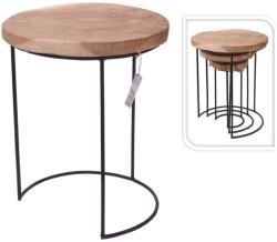 H&S Collection Set de mese laterale, 3 buc. , lemn de tec și metal J11300020 (424185)