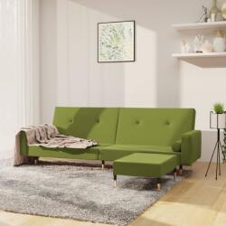 vidaXL Canapea extensibilă 2 locuri, cu taburet, verde deschis catifea (3080527) Canapea