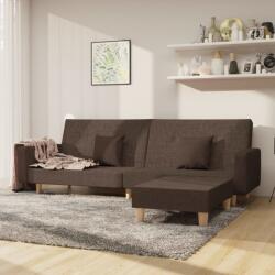 vidaXL Canapea extensibilă 2 locuri, cu taburet, gri taupe, textil (3080521) Canapea