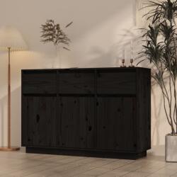 vidaXL Servantă, negru, 110x34x75 cm, lemn masiv de pin (813818) Comoda