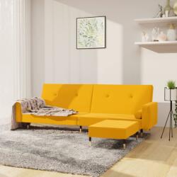 vidaXL Canapea extensibilă 2 locuri, cu taburet, galben, catifea (3080531) Canapea