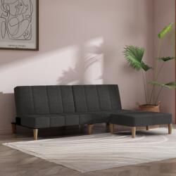 vidaXL Canapea extensibilă 2 locuri, cu taburet, gri închis, textil (3080731) Canapea