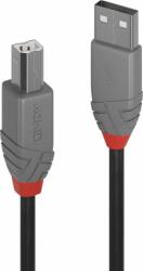 Lindy Anthra Line USB 2.0-A apa - USB-B apa Összekötőkábel 0.5m - Fekete (36671)