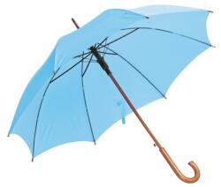  Esernyő favázas, automata, hajlított fanyeles, fa csúccsal, világoskék