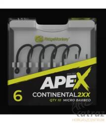RidgeMonkey RM-Tec Ape-X Continental 2XX Horog Barbed Méret: 6 - RidgeMonkey Erősített Pontyozó Horog (RMT25000)