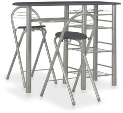 vidaXL Set mobilier de bar, cu rafturi, 3 piese, negru, lemn și oțel (284400)