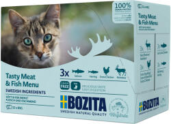Bozita 12x85g Bozita falatok hús- és halmenü szószban (4 változat) nedves macskatáp