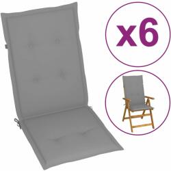 vidaXL Perne scaun cu spătar înalt, 6 buc. , gri, 120x50x3 cm, textil (314105)