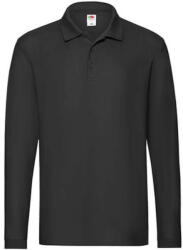 Fruit of the Loom Uniszex Galléros póló Hosszú ujjú Fruit of the Loom Premium Long Sleeve Polo - M, Fekete