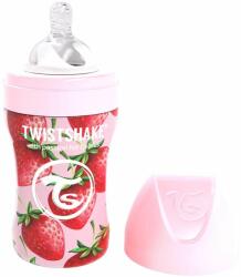 Twistshake Biberon Twistshake - Capsuni roz, inox, 260 ml (78553)