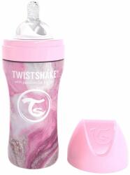 Twistshake Biberon Twistshake - Marmura roz, inox, 330 ml (78556)