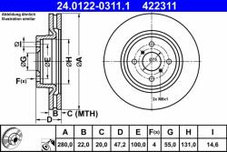 ATE Disc frana ATE 24.0122-0311.1 (24.0122-0311.1) - automobilus