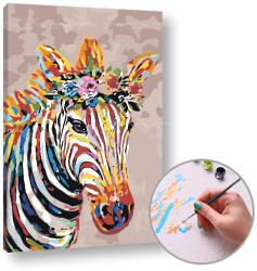 Festés a számok szerint Zebra virágokkal | medium difficulty