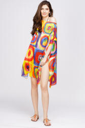 SHOPIKA Rochie de plaja tip poncho din matase cu model inspirat dupa pictura moderna a lui Kandinsky Talie unica