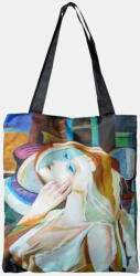 SHOPIKA Geanta shopper din material textil, cu imprimeu inspirat dintr-o pictura moderna Multicolor