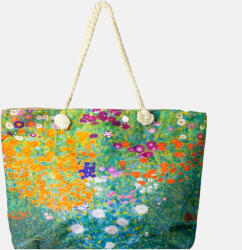 SHOPIKA Geanta de plaja din material textil, cu imprimata cu o reproducere dupa Camp cu maci de Claude Monet Multicolor