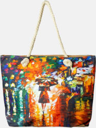 SHOPIKA Geanta de plaja din material textil, cu imprimeu nocturn in ploaie Multicolor